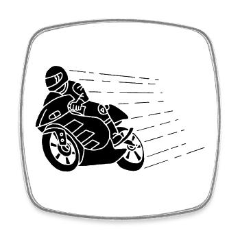 Schwarzer Biker und Geschwindigkeit - Viereckiger Kühlschrankmagnet - Weiß - Vorne
