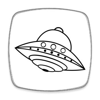 UFO Alien Ship Space Doodle - Square fridge magnet - white - Front