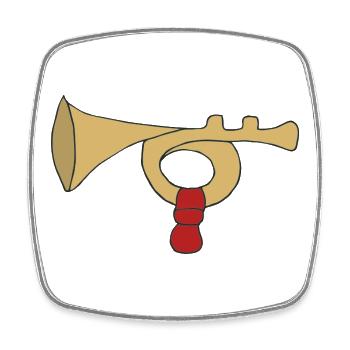 Vintage Trombone with Red Handle - Square fridge magnet - white - Front
