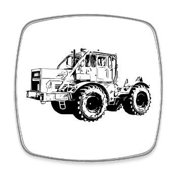 Kraftmaschine K700 Traktor - Viereckiger Kühlschrankmagnet - Weiß - Vorne