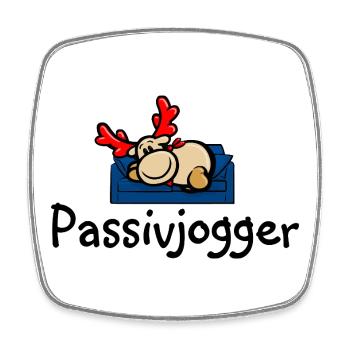 Reindeer Elmondo on the couch as a passive jogger - Square fridge magnet - white - Front