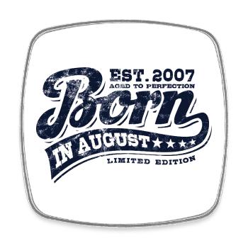 Born in August 2007 - Birthday - Gift - Square fridge magnet - white - Front