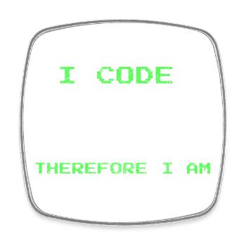 Ich programmiere, also bin ich – lustiges Entwickler-T-Shirt - Viereckiger Kühlschrankmagnet - Weiß - Vorne