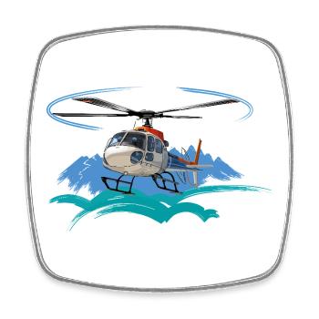 Helicopter approaching the mountains - Square fridge magnet - white - Front
