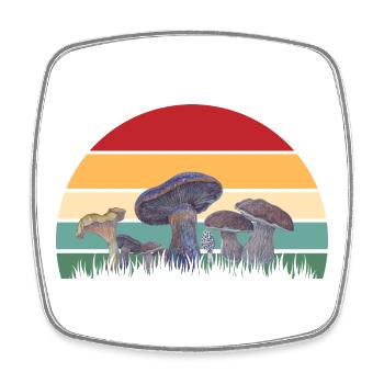 Motif mycologique du coucher de soleil - Magnet carré - blanc - Devant