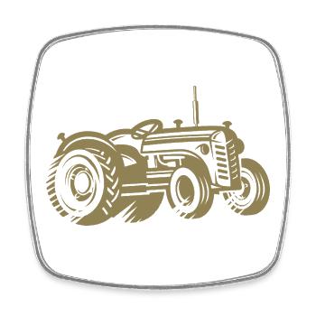 Silhouette de tracteur Agriculture agricole - Magnet carré - blanc - Devant
