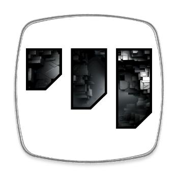 Futuristic Geometric Darkness - Square fridge magnet - white - Front