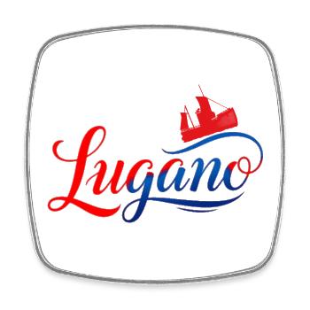 Lugano Stadtblick Neon Design - Viereckiger Kühlschrankmagnet - Weiß - Vorne