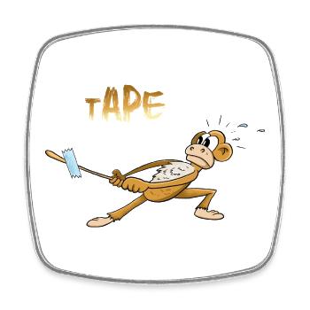 Humorous Monkey with Tape Design - Square fridge magnet - white - Front