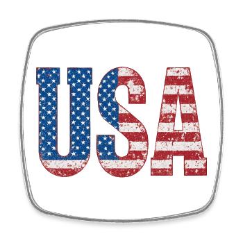 Patriotic USA Flag Distressed Print - Square fridge magnet - white - Front