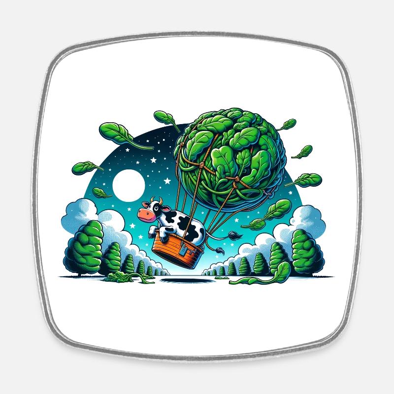 Leaf Lift Cow Voyage - Square fridge magnet - white