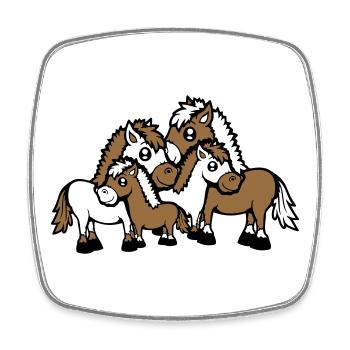 4 Horses Family Kids Mom Dad Father Mom Cute - Square fridge magnet - white - Front