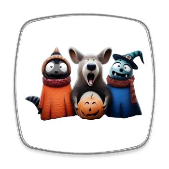 Clumsy in Costume –Halloween Wooligans - Square fridge magnet - white - Front