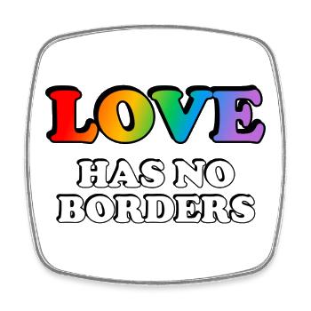 T-shirt arc-en-ciel LGBT Love No Borders - Magnet carré - blanc - Devant