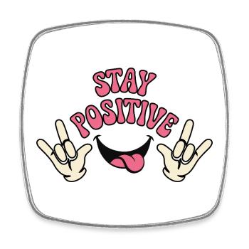 Playful Positive Vibes Typography Design - Square fridge magnet - white - Front