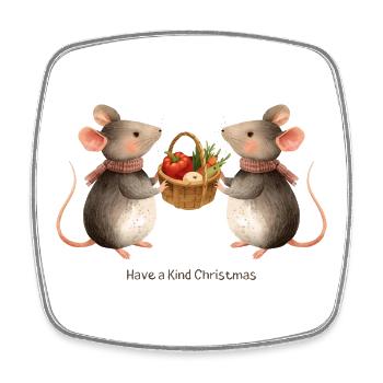 Süße Niedliche Mäuse – Have a Kind Christmas - Viereckiger Kühlschrankmagnet - Weiß - Vorne
