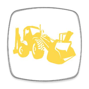 Excavator Wheel Loader Construction Equipment Operator Silhouette - Square fridge magnet - white - Front