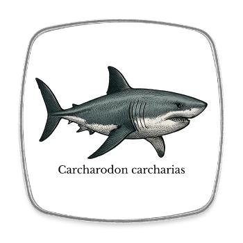 Carcharodon carcharias Weißer Hai - Viereckiger Kühlschrankmagnet - Weiß - Vorne