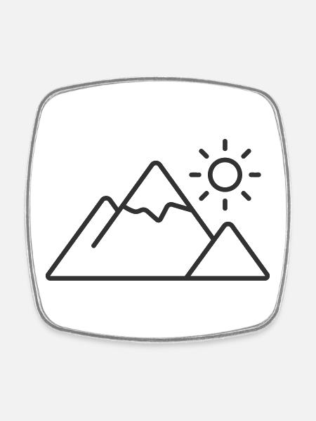 Berglandschaft Linie Symbol - Viereckiger Kühlschrankmagnet - Weiß