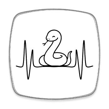 Snake heartbeat line motif - Square fridge magnet - white - Front