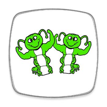 2 caterpillars bodybuilder team muscle building friends cute - Square fridge magnet - white - Front