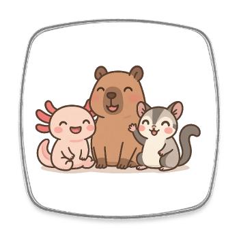 Illustration de famille d’animaux mignons - Magnet carré - blanc - Devant