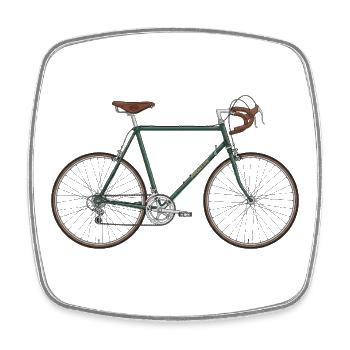 Vintage bicycle design with leather handles - Square fridge magnet - white - Front