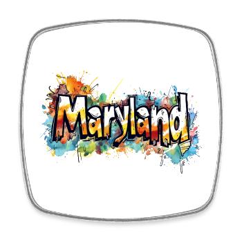 Maryland Art Splash Design - Square fridge magnet - white - Front