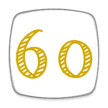 60. 60 JAHRE. 60-JÄHRIGES JUBILÄUM. 60. GEBURTSTAG. - Viereckiger Kühlschrankmagnet - Weiß - Vorne