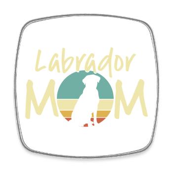 Labrador Mom Retro Sunset Design - Square fridge magnet - white - Front