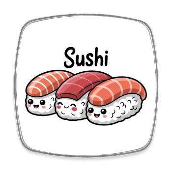 Mignon Sushi Kawaii Gourmand - Magnet carré - blanc - Devant