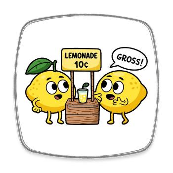 Zitronen Comic – Limonade für 10 Cent - Viereckiger Kühlschrankmagnet - Weiß - Vorne