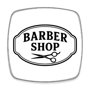 Barbier - Viereckiger Kühlschrankmagnet - Weiß - Vorne