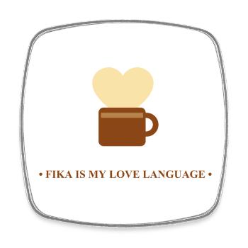 Tasse mit Herz Fika Nachricht - Viereckiger Kühlschrankmagnet - Weiß - Vorne