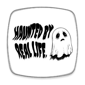 Haunted by Real Life | Sad Ghost Design - Viereckiger Kühlschrankmagnet - Weiß - Vorne