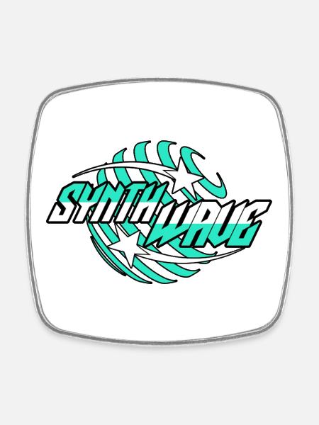 Synth Wave Synthesizer - Square fridge magnet - white