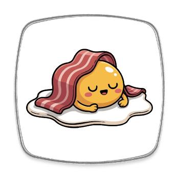 Sleeping Egg with Bacon Food Humor - Square fridge magnet - white - Front