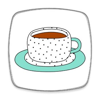Polka Dot Cup and Saucer Design - Square fridge magnet - white - Front