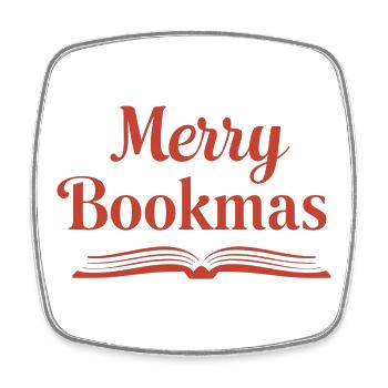 Fine Line Buch – Merry Bookmas Design - Viereckiger Kühlschrankmagnet - Weiß - Vorne