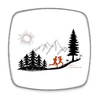 Trail Runner Gift Runner Mountains T-Shirt Pullover Hoodie - Square fridge magnet - white - Front