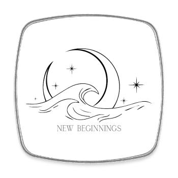 Mystische Welle & Halbmond – New Beginnings - Viereckiger Kühlschrankmagnet - Weiß - Vorne