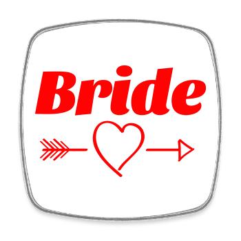 Conception de flèche de coeur de mariée - Magnet carré - blanc - Devant
