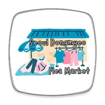 Seoul Dongmyo Flea Market – Korea Design - Square fridge magnet - white - Front