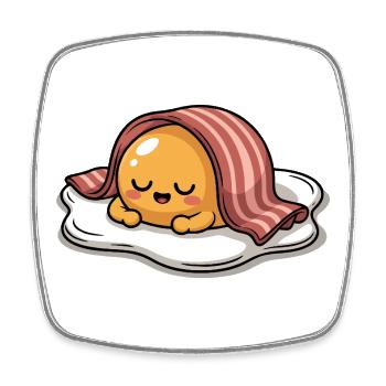Oeuf endormi avec bacon Dessin animé - Magnet carré - blanc - Devant