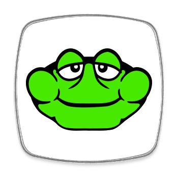 Frosch Kröte lächelt lustig Comic glücklich Cool - Viereckiger Kühlschrankmagnet - Weiß - Vorne