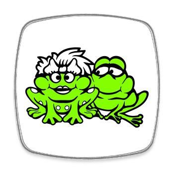 2 grenouilles couple femme homme crapaud drôle amoureux - Magnet carré - blanc - Devant