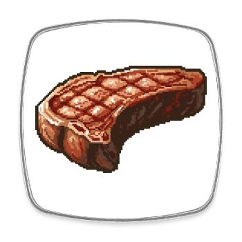 Pixel Steak Retro Grill Art - Magnet carré - blanc - Devant