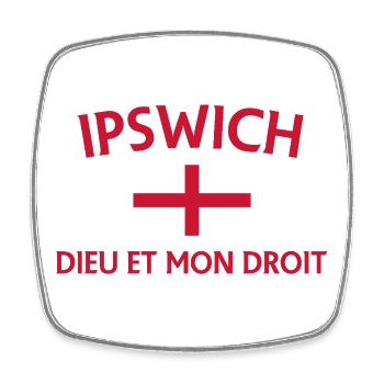 Ipswich Crest Dieu et Mon Droit - Square fridge magnet - white - Front