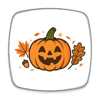 Citrouille drôle Halloween dessin animé Design - Magnet carré - blanc - Devant