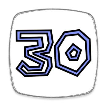 30. 30 ANS. 30e ANNIVERSAIRE. ANNIVERSAIRE 30 ANS. - Magnet carré - blanc - Devant